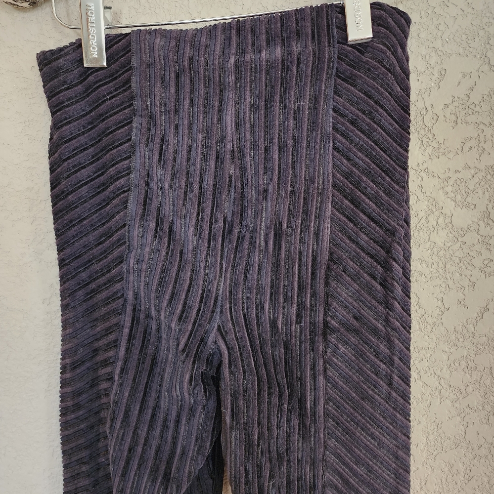 Free People Black Ribbed Slim Velvet Pull-On Flared Pants - Picture 6 of 8
